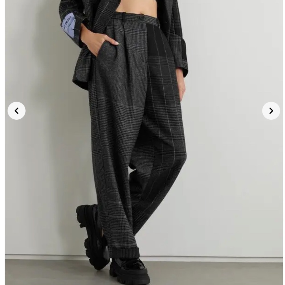 NWT Designer -  ALEXANDER MCQUEEN  In Dust Prince Of Wales Checked Wool Wide-Leg